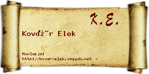 Kovár Elek névjegykártya